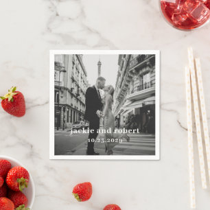 Minimal Modern Photo Wedding Napkin