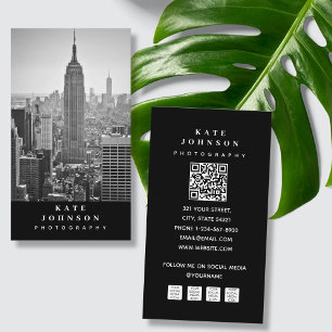 Minimal Modern Photographer QR Code Social Media Business Card