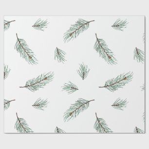 Minimal Modern Pine Branch Seamless Pattern Wrapping Paper