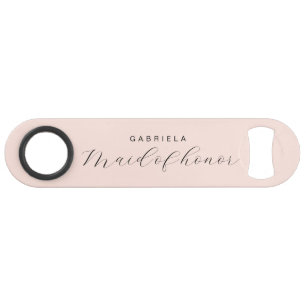 Minimal modern pink custom maid of honour bar key