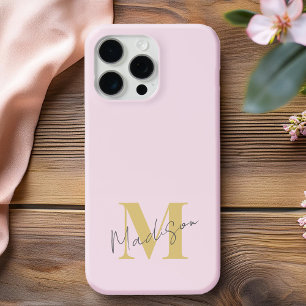 Minimal Modern Pink Initial Monogram iPhone 13 Case