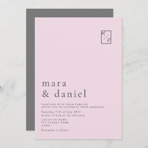 Minimal Modern Pink Wedding Invitation