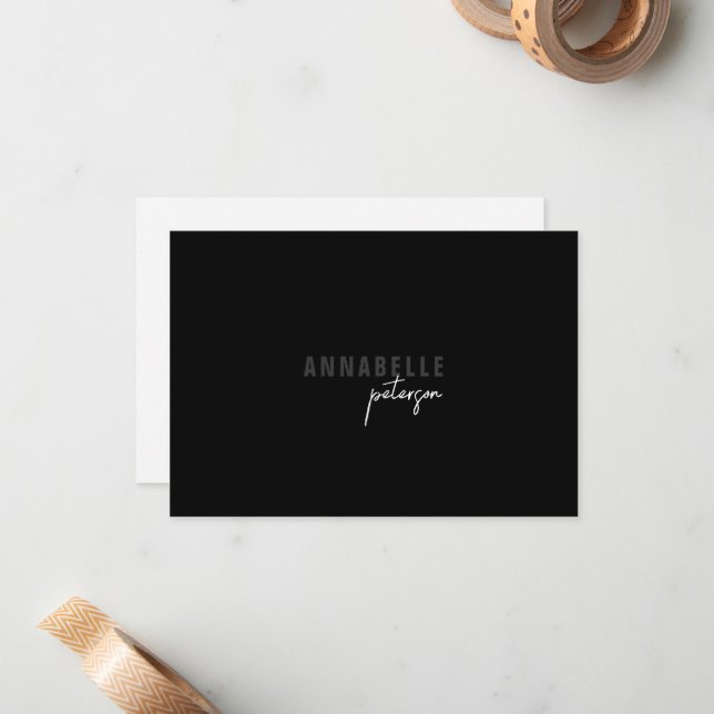 Minimal Modern Professional Black Simple Card (Front/Back In Situ)