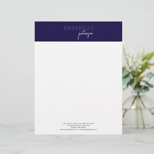 Minimal Modern Professional Blue Simple Letterhead (Standing Front)