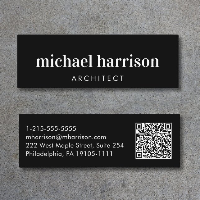 Minimal Modern Professional QR Code Black Mini Business Card (Capture attention, make connections, and leave a lasting impression with our modern QR business card)