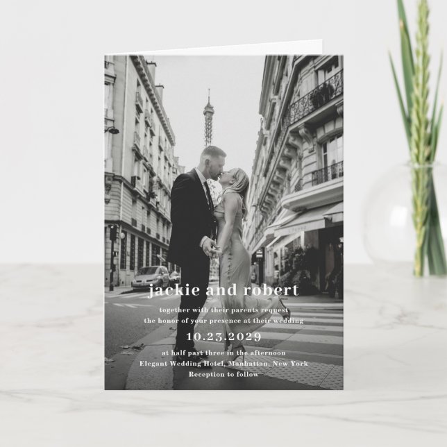 Minimal Modern QR Code Photo Wedding Invitation (Front)