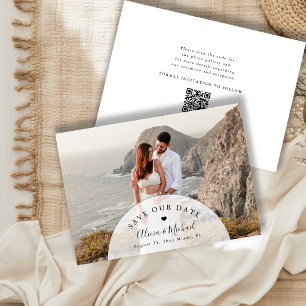 Minimal modern QR code photo wedding Save The Date