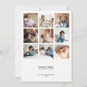 Minimal Modern Quote 9 Multiple Photo Collage Holiday Card