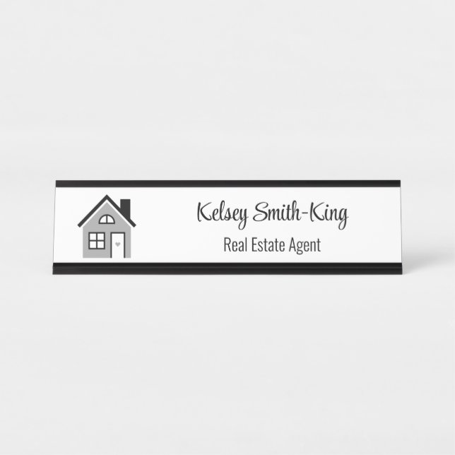 Minimal Modern Real Estate Agent Desk Name Plate (Front)