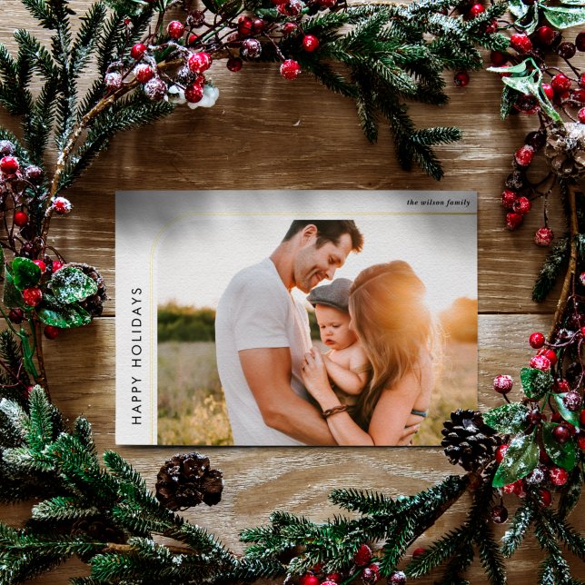 Minimal Modern Retro Frame Photo Holiday Postcard (Creator Uploaded)