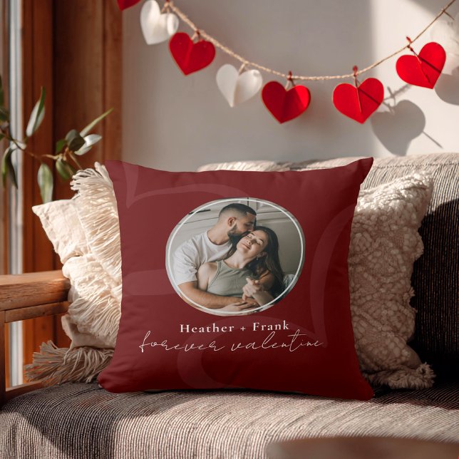 Minimal Modern Romantic Forever Valentine Photo Throw Pillow (Creator Uploaded)