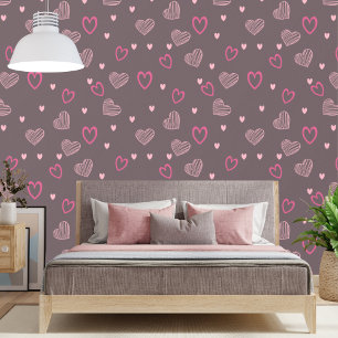 Minimal Modern Romantic Pink Heart Shape Wallpaper