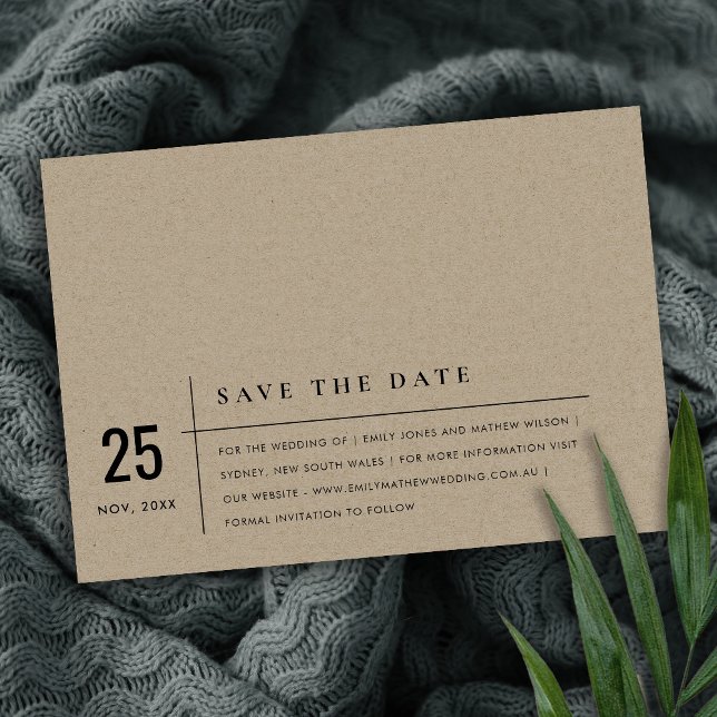 MINIMAL MODERN RUSTIC KRAFT TYPOGRAPHY WEDDING SAVE THE DATE (Creator Uploaded)