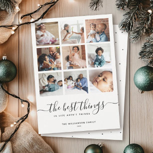 Minimal Modern Script 9 Multiple Photo Collage Holiday Card