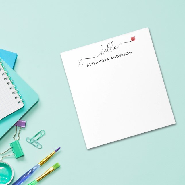 Minimal Modern Script Hello Heart Notepad (Minimal Modern Script Hello Heart Notepad)