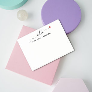 Minimal Modern Script Hello Heart Post-it Notes
