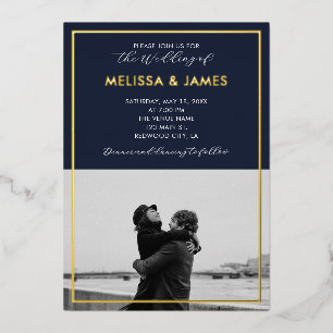 Minimal Modern Script Photo Navy Blue