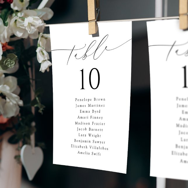 Minimal Modern Script Table Number Seating Chart (Minimal Modern Script Table Number Seating Chart)