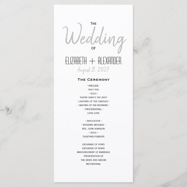Minimal Modern Script Wedding Program (Front)
