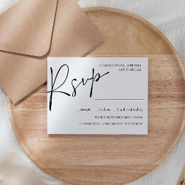 Minimal Modern Script WEDDING RSVP MEAL CHOICE Card