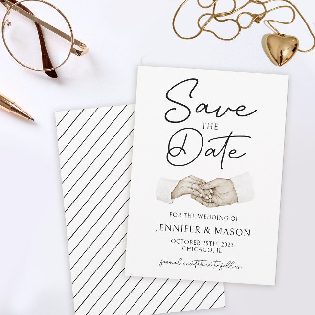 Minimal modern script wedding save the date invitation (Creator Uploaded)