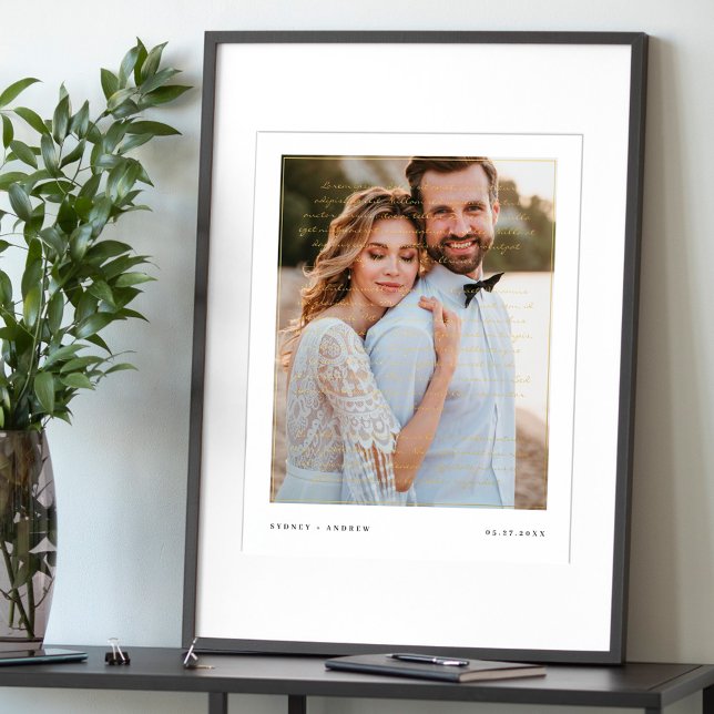 Minimal Modern Script Wedding Vow Overlay Photo Foil Prints (Creator Uploaded)