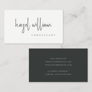 Minimal Modern Simple Black and White Script Business Card