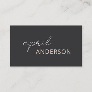 Minimal Modern Simple Black Blush Pink Script Business Card