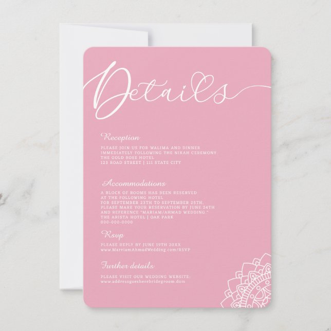 Minimal Modern Simple Calligraphy Mandala Details Invitation (Front)