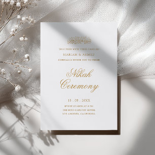 Minimal Modern Simple Gold Script Nikah Ceremony Invitation