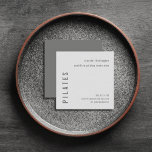 Minimal Modern Simple Grey Pilates Fitness Square Business Card<br><div class="desc">Minimal and simple fully customizable Pilates business card  in shades of grey with minimal typography,  a fully customizable text template. The perfect choice for any professional Pilates studio,  Pilates instructor,  Pilates teacher or any other business.</div>