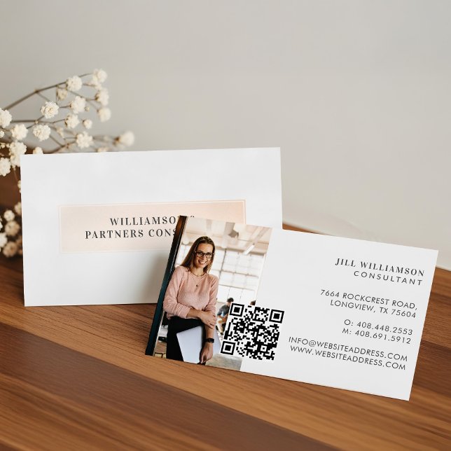 Minimal Modern Simple Professional Photo QR Code Business Card (Minimal Modern Simple Professional Photo QR Code Business Card)