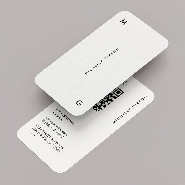 Minimal Modern Simple White Professional QR  Business Card (Minimal Modern Simple White Professional QR Business Card
)