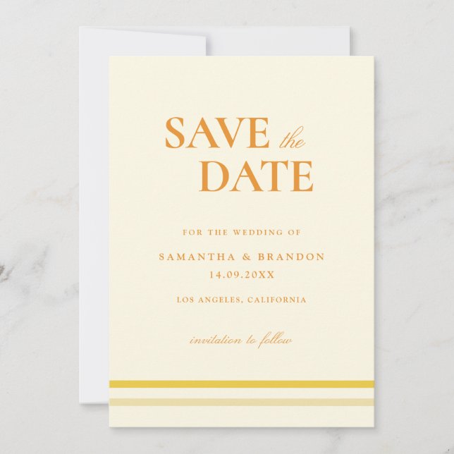 Minimal Modern Soft Butter Yellow Wedding QR Code Save The Date (Front)