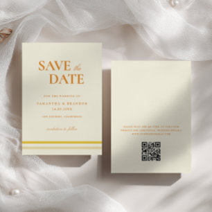 Minimal Modern Soft Butter Yellow Wedding QR Code Save The Date