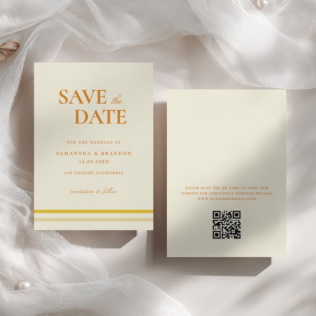 Minimal Modern Soft Butter Yellow Wedding QR Code Save The Date (Creator Uploaded)