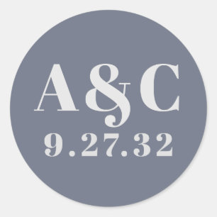 Minimal Modern Soft Grey Blue Lavender Typography Classic Round Sticker