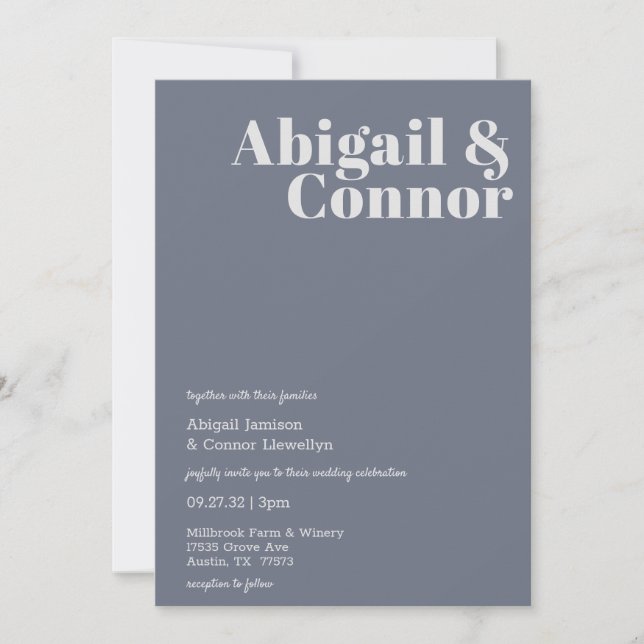 Minimal Modern Soft Grey Blue Lavender Typography  Invitation (Front)