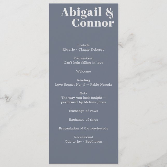 Minimal Modern Soft Grey Blue Lavender Typography Program (Front)