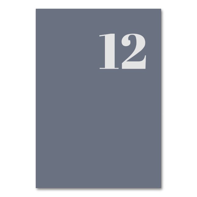 Minimal Modern Soft Grey Blue Lavender Typography Table Number (Front)