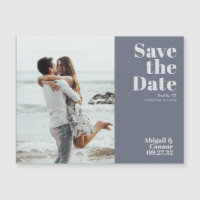 Minimal Modern Soft Grey Blue Save The Date Magnet