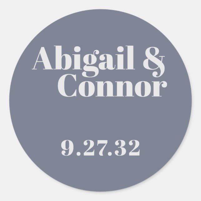 Minimal Modern Soft Grey Blue Typography Names Classic Round Sticker (Front)