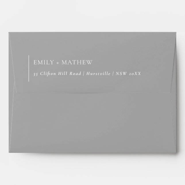 MINIMAL MODERN SOFT LIGHT GREY TYPOGRAPHY WEDDING ENVELOPE (Back (Top Flap))