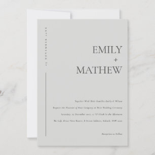 MINIMAL MODERN SOFT LIGHT GREY TYPOGRAPHY WEDDING INVITATION