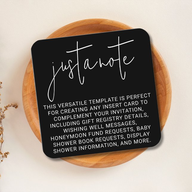 Minimal Modern Stylish Simple Just A Note Square Enclosure Card (Creator Uploaded)