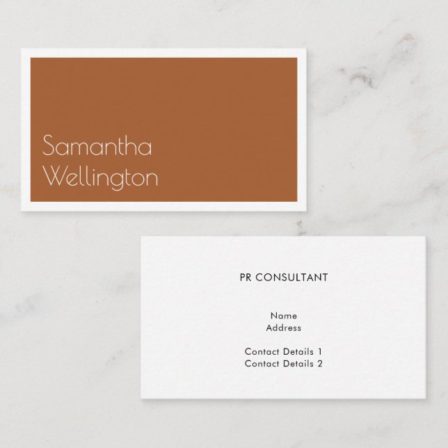 Minimal Modern Terracotta Typography  Business Card (Front/Back)