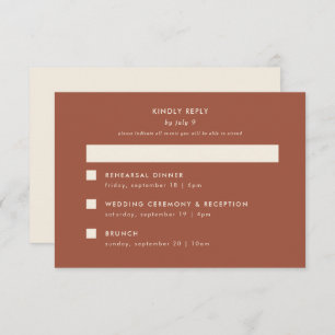 Minimal Modern Terracotta Wedding Multi-Event RSVP Card