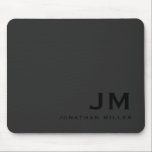 Minimal Modern Trendy Monogram Black Out Mouse Pad<br><div class="desc">A minimalist monogram design with large typography initials in a classic block typography with your name below. This professional mousepad is perfect for home,  office or personalized gift.</div>