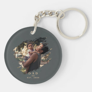 Minimal Modern Trendy Photopop Green Father's Day Keychain