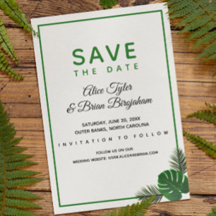 Minimal Modern Tropical Greenery Wedding Save The Date